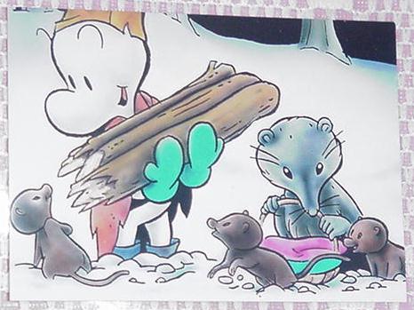 Bone Trading Card Miz 'Possum and her family