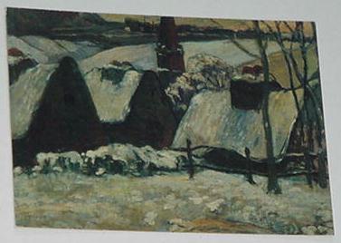 Breton Village In The Snow Trading Card Paul Gaugu