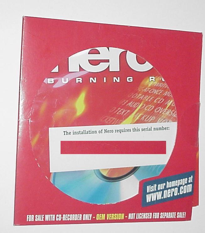 Nero Burning Rom CD-Rom w/ Serial