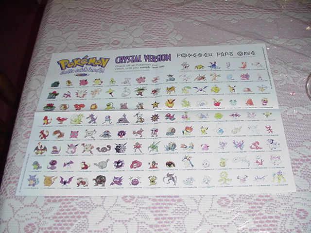 Pokemon Crystal Checklist Poster Nintendo