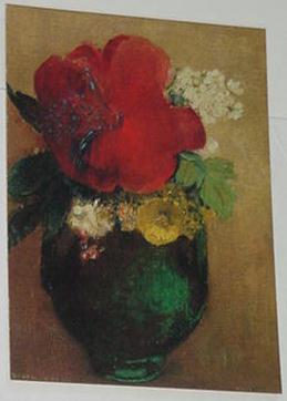 Floral Vase With A Red Poppy Trading Card Odilon R